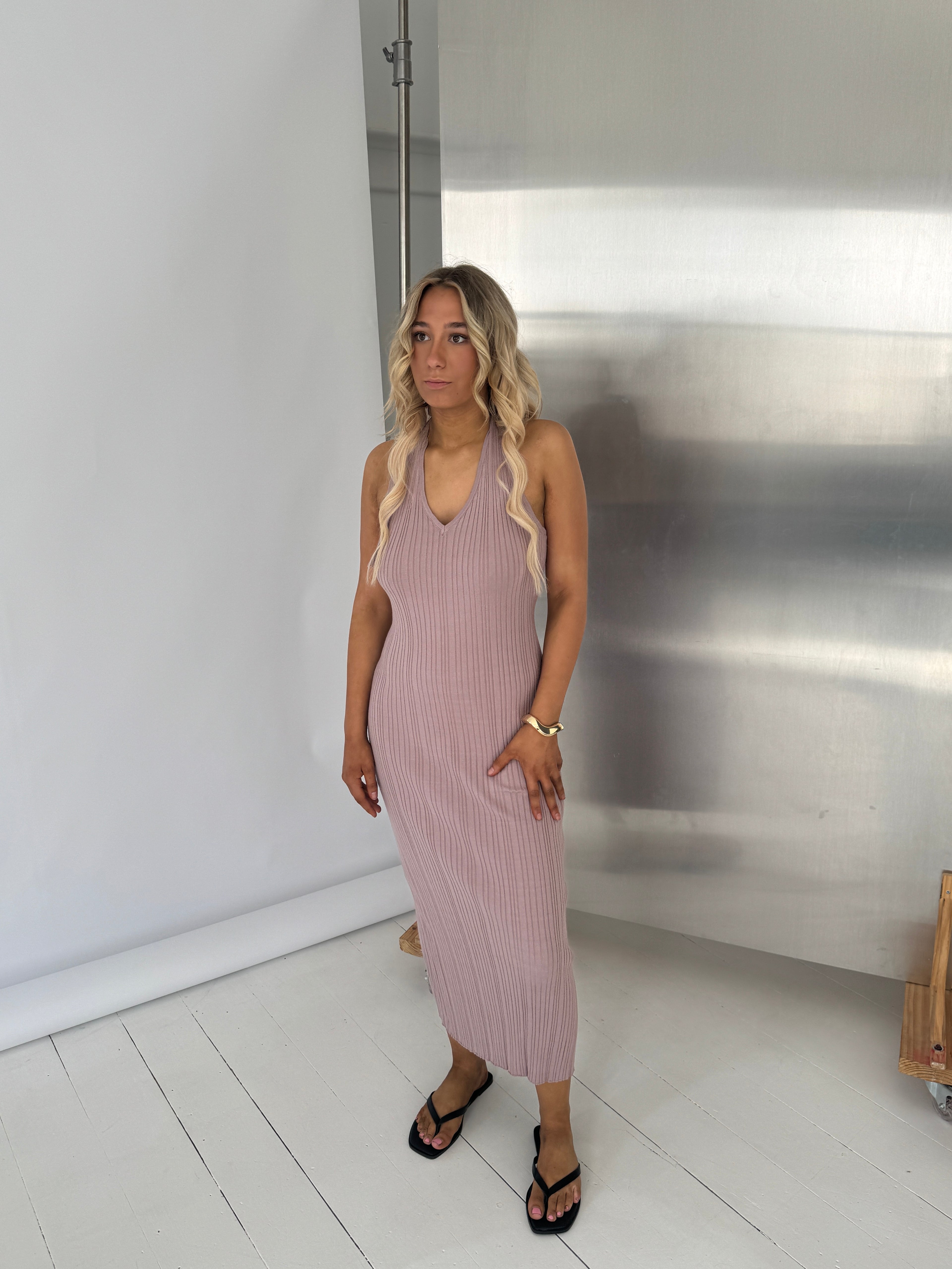 Marlo Halter Dress (Khaki)