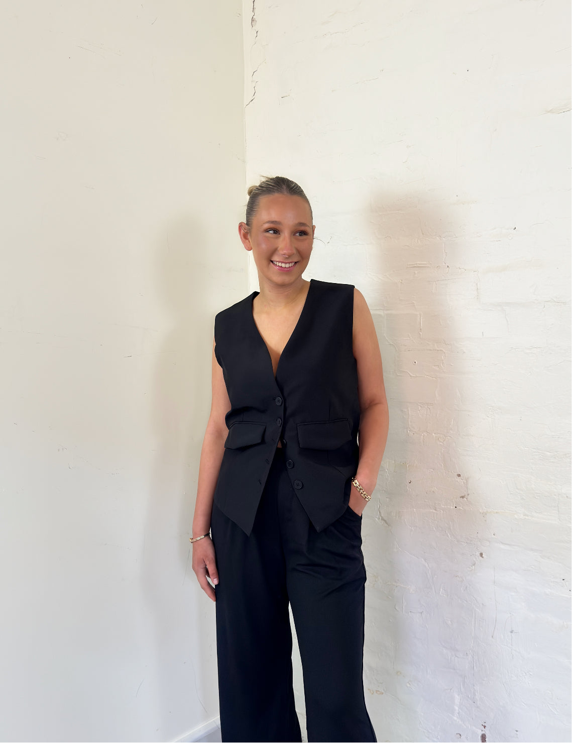 Simone Blazer Vest in Black