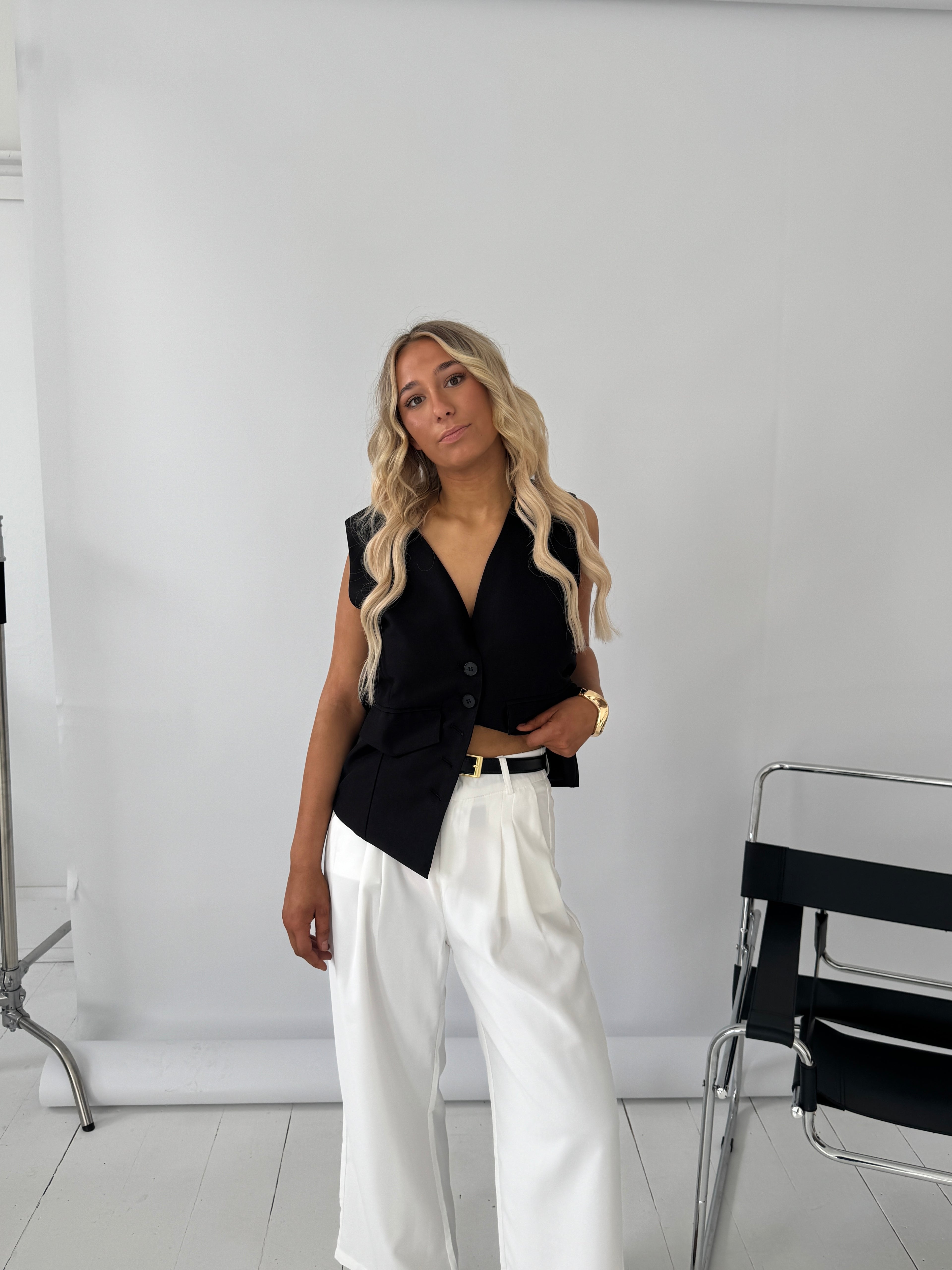 Simone Blazer Vest in Cream