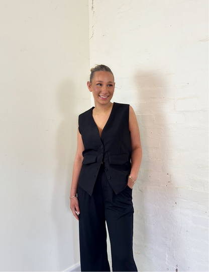Simone Blazer Vest in Black