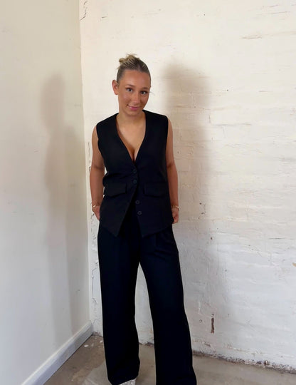 Simone Blazer Vest in Black