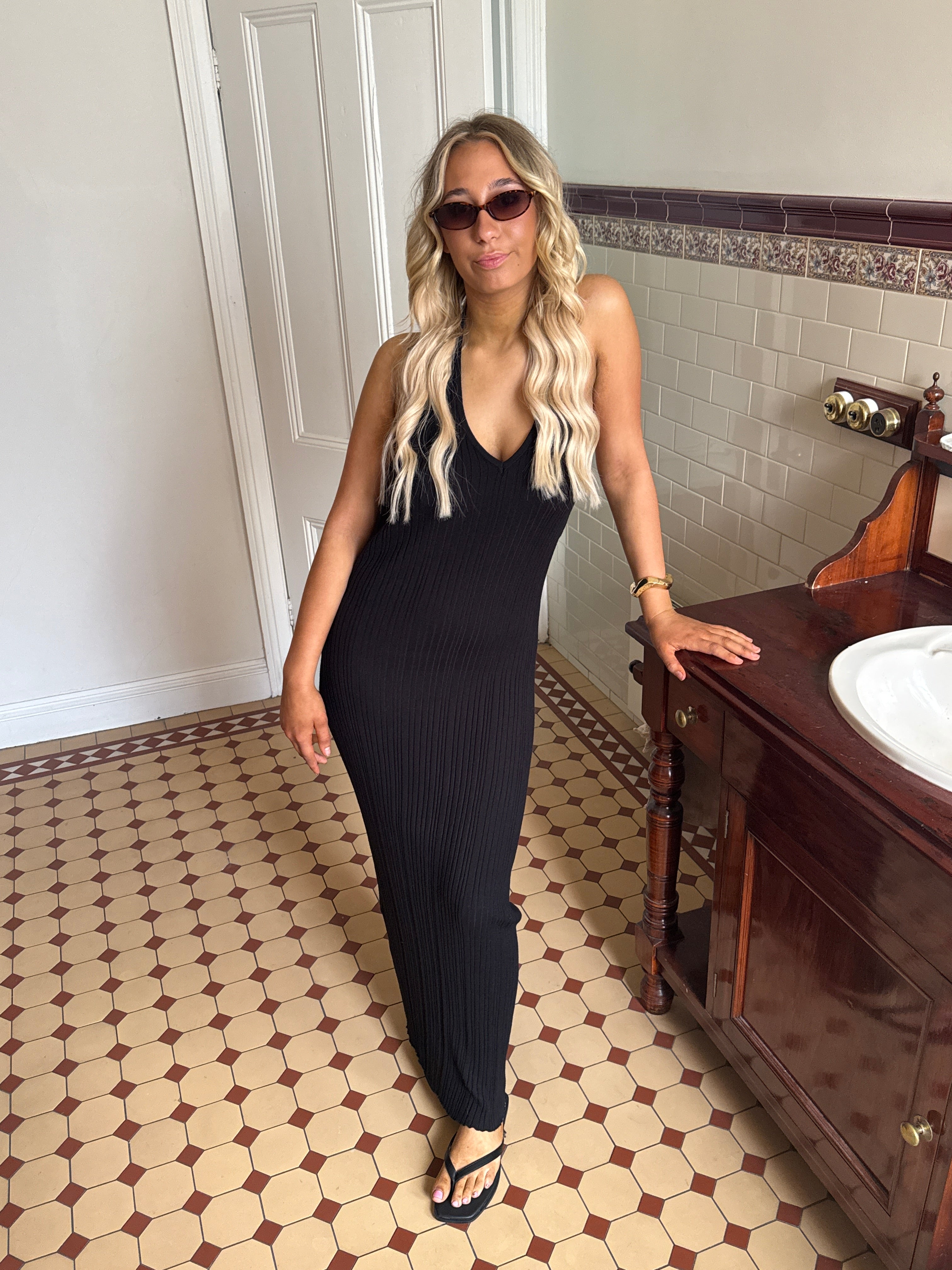 Marlo Halter Dress (Black)